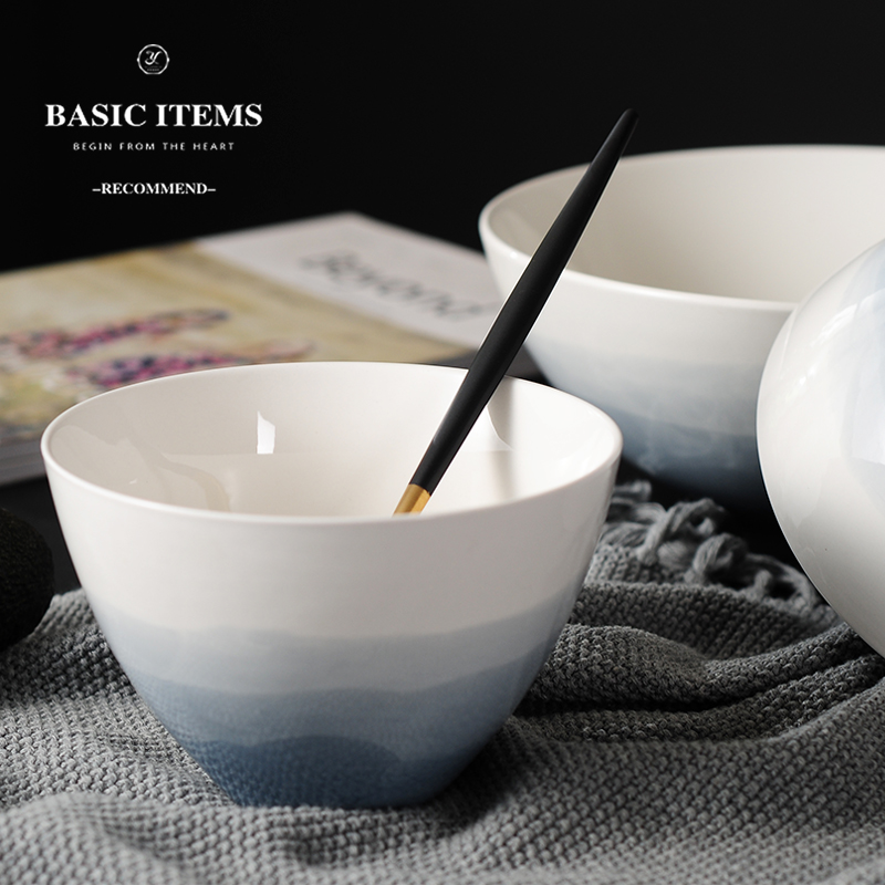Creative European style tableware ceramic rice bowl simple ra-noodle salad bowl bowl of bowl of large soup soup