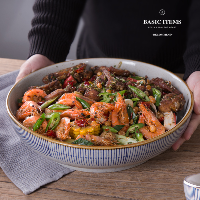 Creative Japanese retro hotel soup bowl sauerkraut fish large bowl Instant noodle bowl Boiled fish bowl Male sea bowl Vegetable bowl Male large