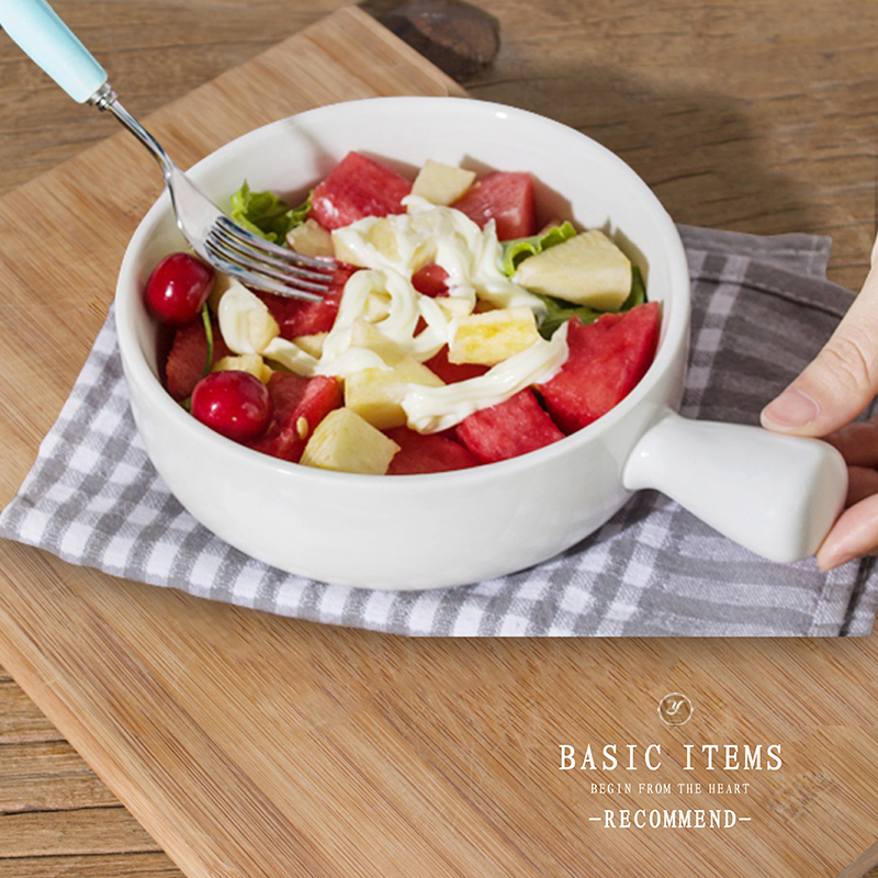 Ceramic with handle Handle Creative Cheese Baking Rice Bowls Home Fried Egg Noodles Bowl Baked Bowl of Roasted Bowls Soup Bowl Sweet breakfast Bowl