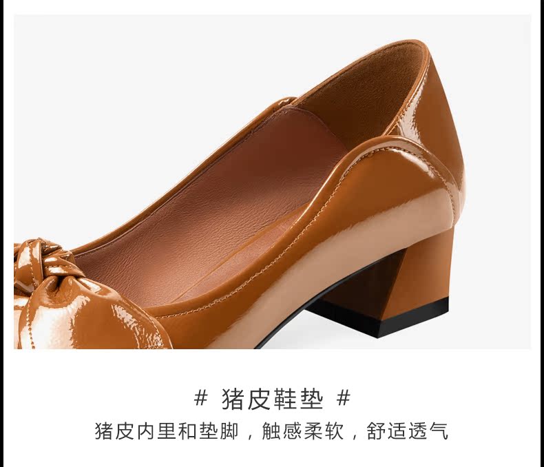 Xuân 2019 Giày mới cắt thấp Giày da sáng chế châu Âu và Mỹ mũi nhọn dày với giày của phụ nữ miệng nông với một đôi giày - Giày cắt thấp giày nữ cao gót