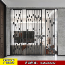Stainless steel screen partition titanium living room modern simple entrance gate light luxury new Chinese hotel flower grid