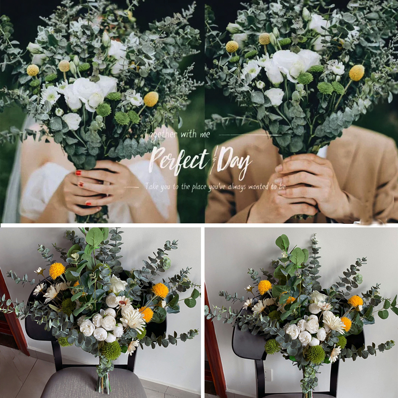 Xiaoqing fresh Korean wedding photography props travel literary and art scenery photography theme mixed and simulated bride handheld flowers