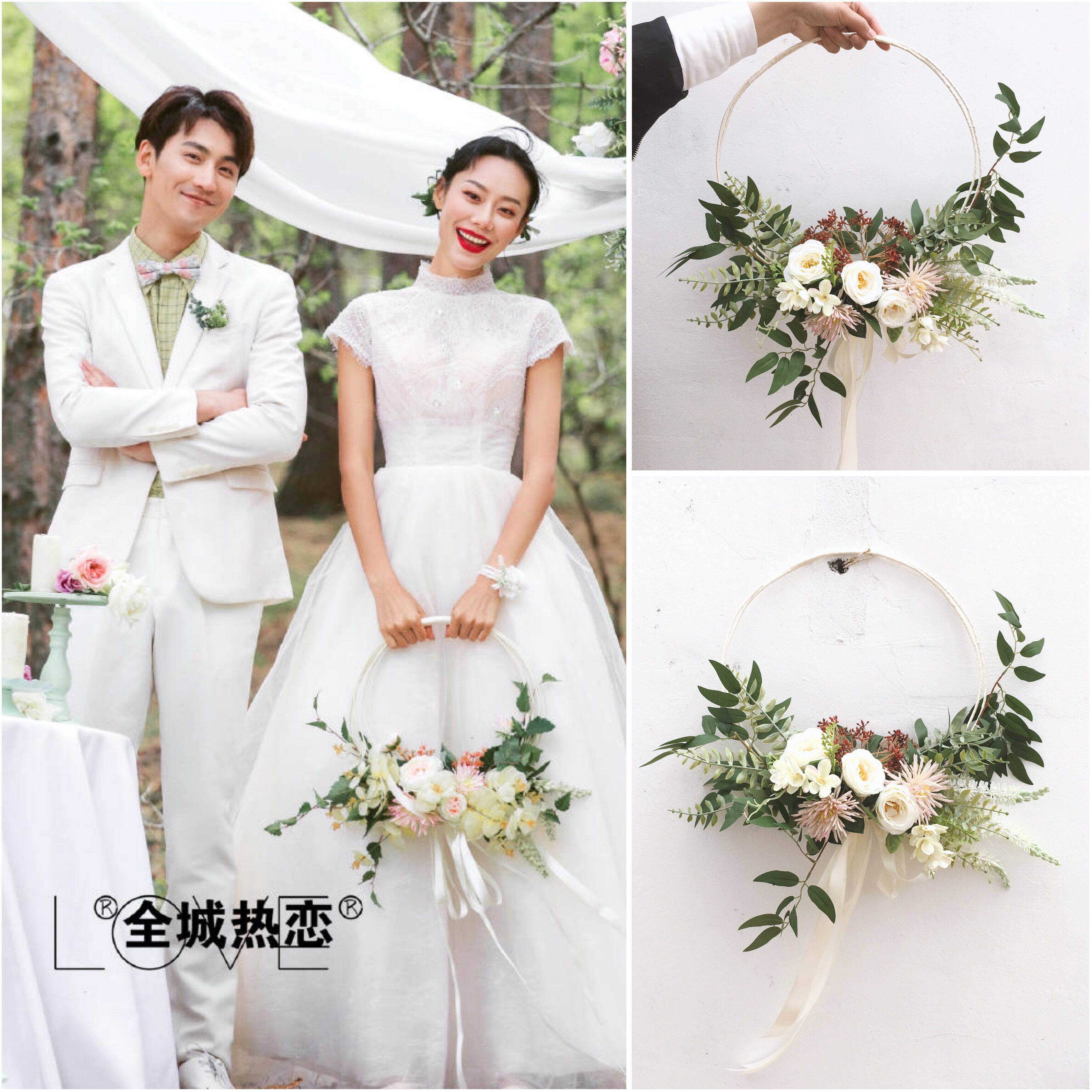 Aesthetic small fresh wedding photography props studio photo tour photo exterior photos Korean theme ring hand garland