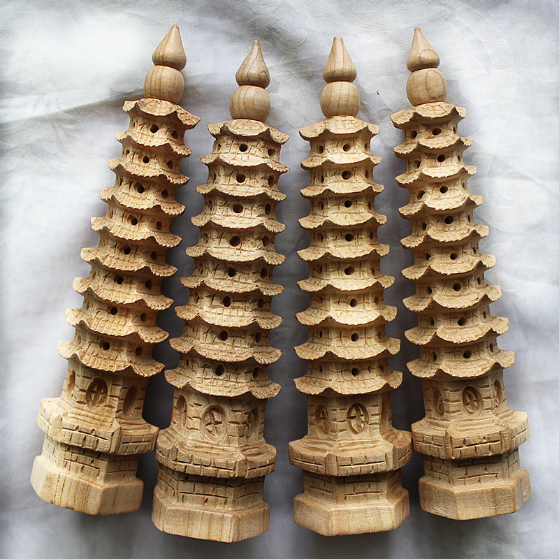 Peach Wood Wenchang Tower Pendulum Piece Nine Floors 7 Floors 9 Floors Feng Shui Home Gift Students Civilian Swing Accessories Office Desk