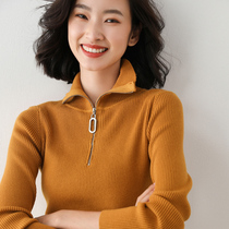 2020 autumn and winter new Korean version zipper sweater female pullover slim high-neck base shirt womens long-sleeved inner and outer wear