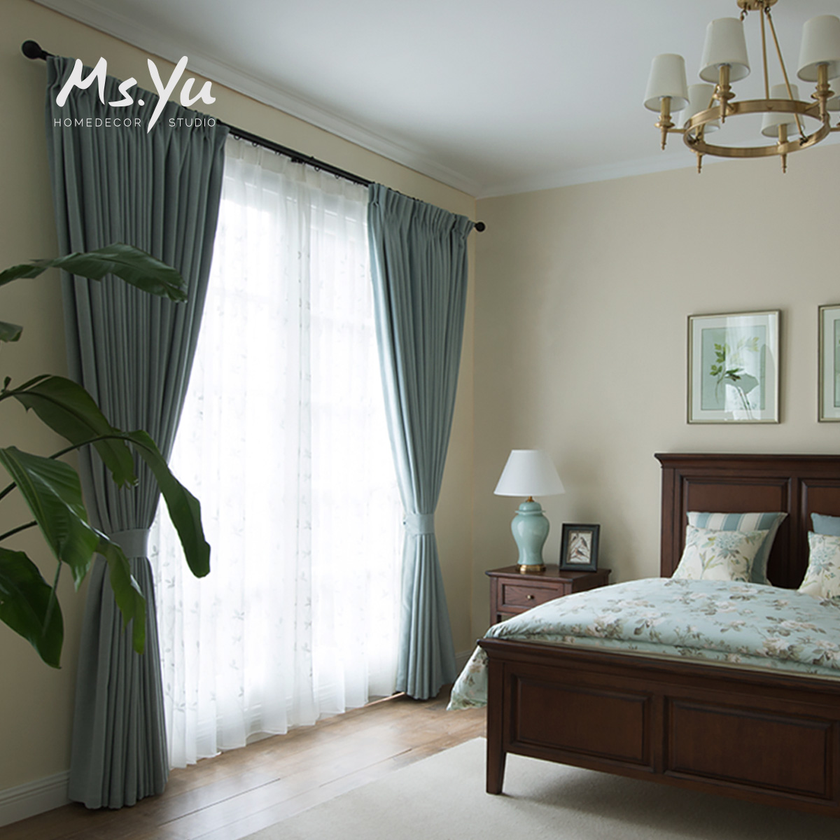Elegant And Stylish American Bay Blue Plain Curtains Custom