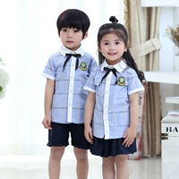 Quần áo mẫu giáo cotton mới hè hè đồng phục học sinh áo sơ mi gió Anh tiểu học lớp quần áo hợp xướng tùy chỉnh quần áo cho bé