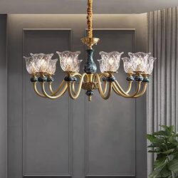 American Light Luxury Chandelier All-Copper Living Room Lamp Modern Retro Ceramic Lamp Restaurant Bedroom Lamp Zhongshan Factory Direct Sale