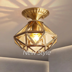 All-Copper Diamond Ceiling Lamp Corridor Aisle Lamp Post-Modern Entrance Balcony Lamp Zhongshan Lamp Manufacturer Direct Sales