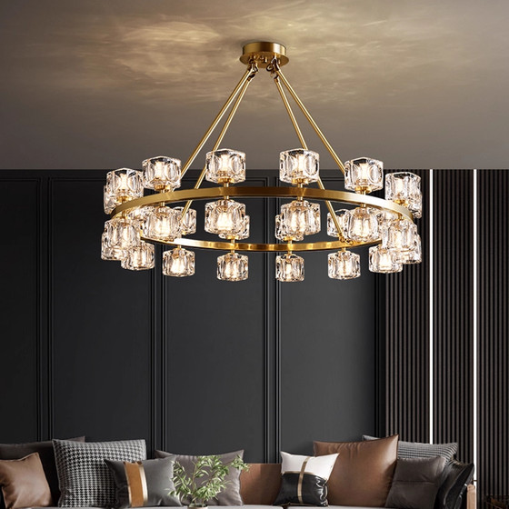 American-Style All-Copper Light Luxury Chandelier, High-End Minimalist Living and Dining Room Designer Creative Lighting, Direct Sales from Guangdong Zhongshan Manufacturer