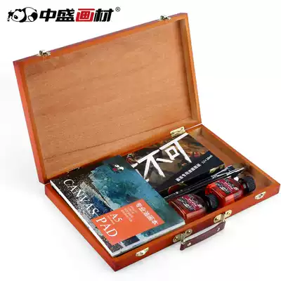 Zhongsheng painting materials _ retro painting box, portable wooden oil painting box, lightweight toolbox pen box