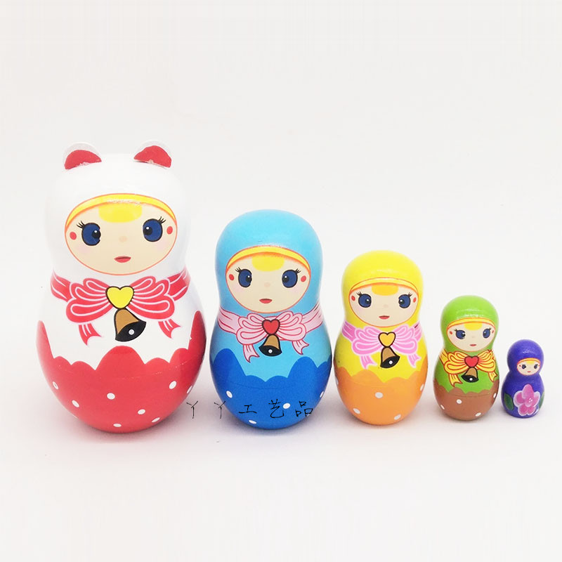 Five-story big-headed son movie with Russian doll educational wooden toys craft gifts home decorations