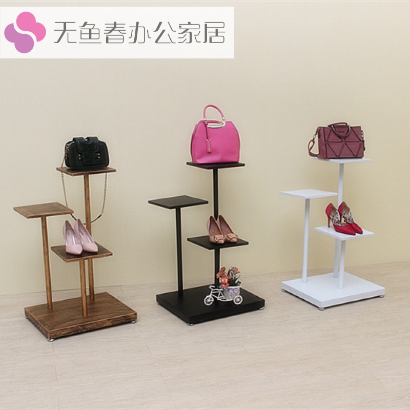 Leji Meijia golden clothing store window display stand Water table creative multi-layer display Wrought iron shoe rack bag rack