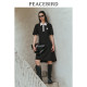 PEACEBIRD POLO collar contrast dress for women 2024 spring new short-sleeved A-line skirt T-shirt dress casual sports style