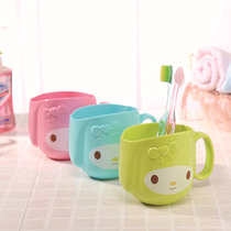 Creative green cup plastic cup cute cartoon pattern brush tooth cup thickened mouthwash Cup household with handle cylinder