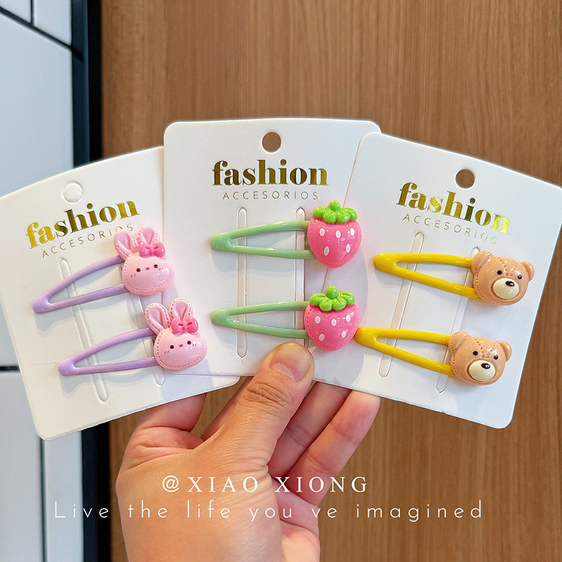 Kids Barrettes Cute Cartoon Hair Pin Baby Hair Accessories Rabbit Strawberry BB Clip Girl Side Clip Bang Clip New Arrival — 9
