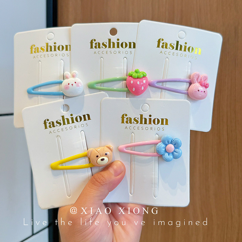 Kids Barrettes Cute Cartoon Hair Pin Baby Hair Accessories Rabbit Strawberry BB Clip Girl Side Clip Bang Clip New Arrival — 7