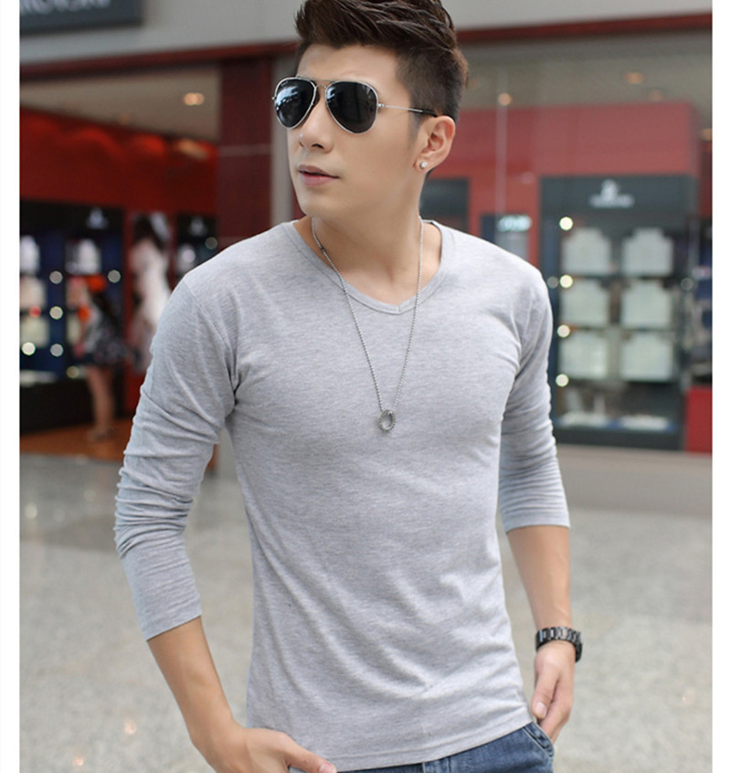 Quần lót nam mỏng modal cổ thấp cổ tròn quần áo mùa thu top đơn tay áo dài bó sát đồ lót nam áo giữ nhiệt cho bé