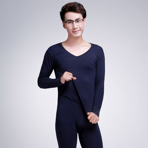 Mordale mens V-cổ đồ lót nhiệt thiết lập siêu mỏng bông chặt quần mùa thu quần mùa thu trẻ mens đáy.