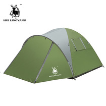 HUILINGYANG outdoor products 3-4 people double-decker camping tent to build a room and a hall rainproof camping tent