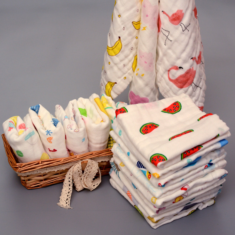 yiran Azerbaijani baby gauze baby gauze baby small square towel pure cotton six layers washed cotton high and dense bubble yarn spat