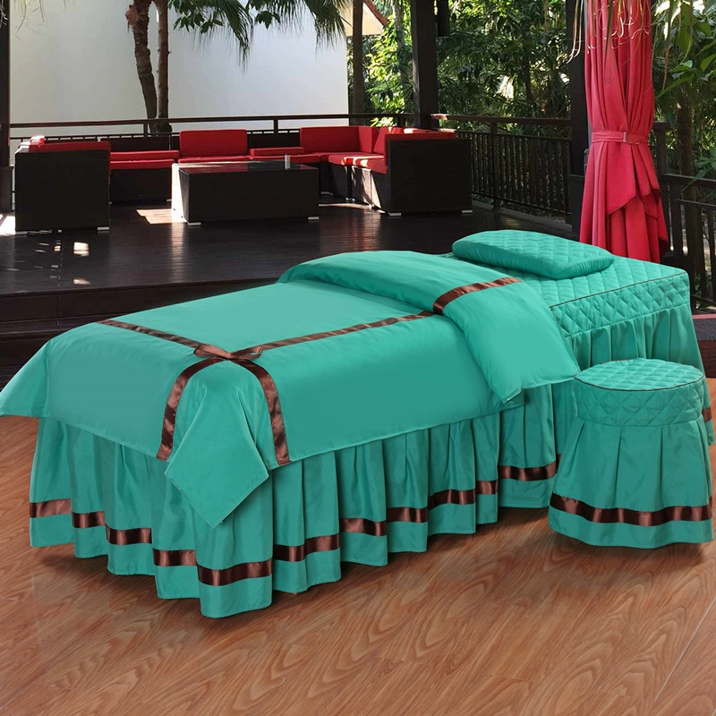 Mới cao cấp bông vẻ đẹp giường bao gồm bốn bộ màu sắc đơn giản vẻ đẹp salon massage giường bao gồm massage trị liệu giường bộ
