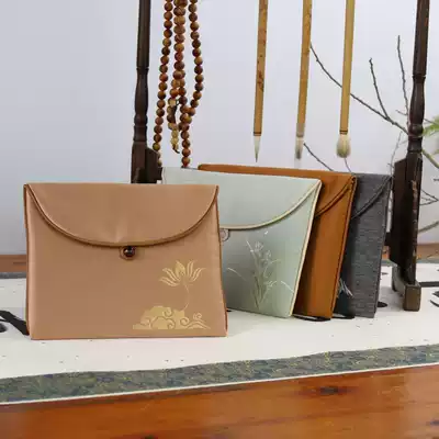 Zen fabric embroidery medium storage bag workmanship fine pattern exquisite inner velvet thickening button design portable belt