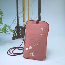 Mobile phone messenger bag female mini bag vertical Chinese Zen fabric shoulder bag portable art retro Joker