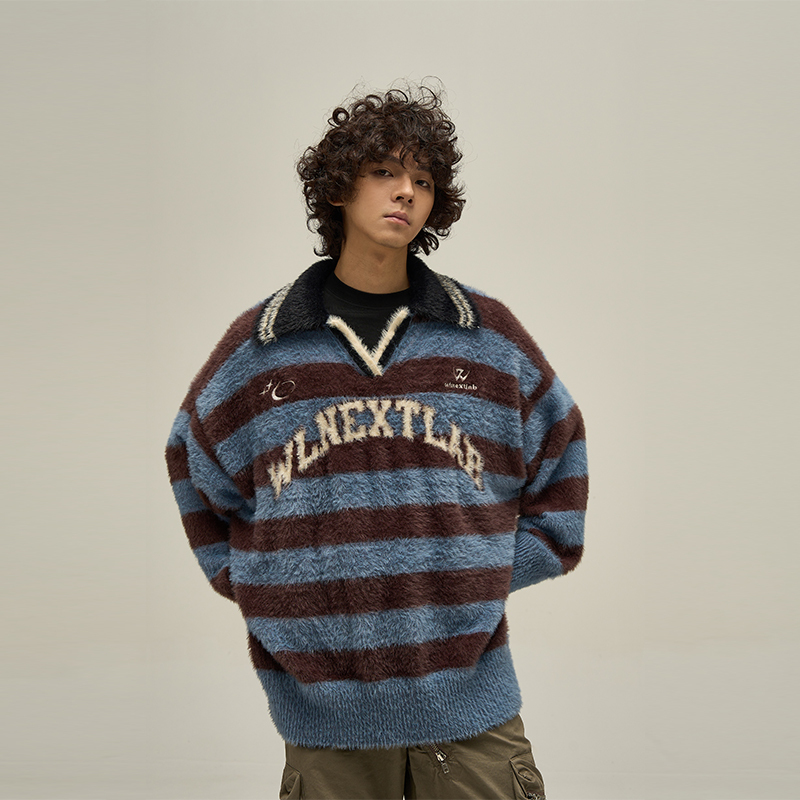 Tailang's Shop American Retro College Style Couple Sweaters Autumn and Winter Oversize Loose Knitwear Men's Trendy Brand