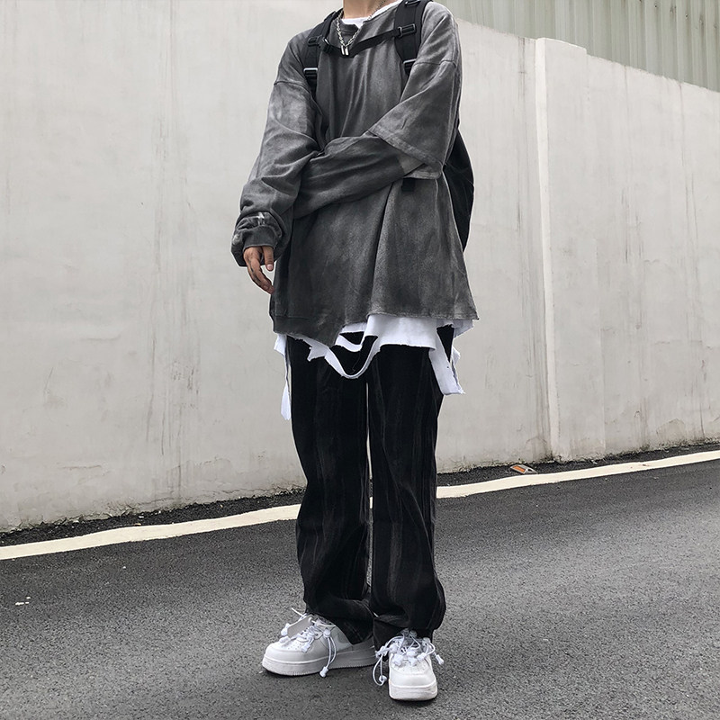 oldschool American jeans men's trendy brand street trend hip-hop high street pants without holes loose trousers