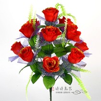 12-head simulation rose bouquet home decoration decoration decoration fake flower wedding wedding project layout silk flower
