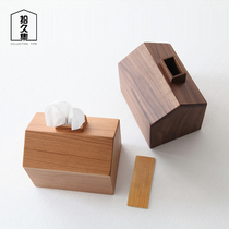 Pick up the long collection tissue box living room home drawing paper box restaurant dining box creative cute paper box simple solid wood