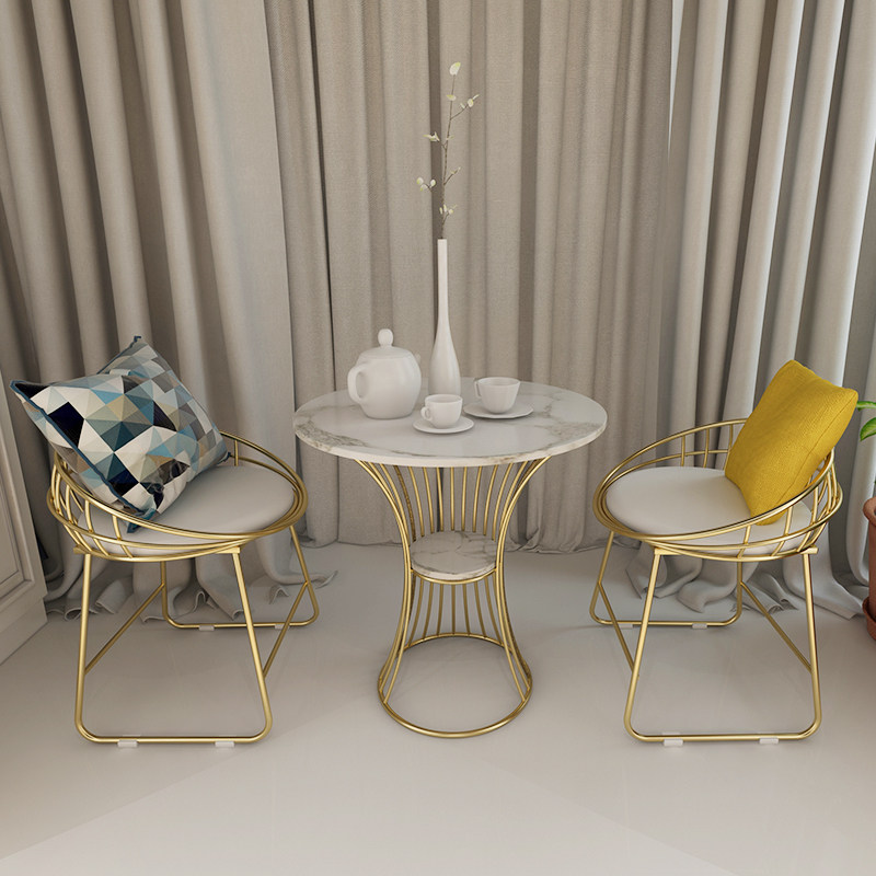 Nordic Balcony Little Tea Set of Little Indoor Three Pieces of Leisure Table Combined Bedroom Modern Iron Round Table