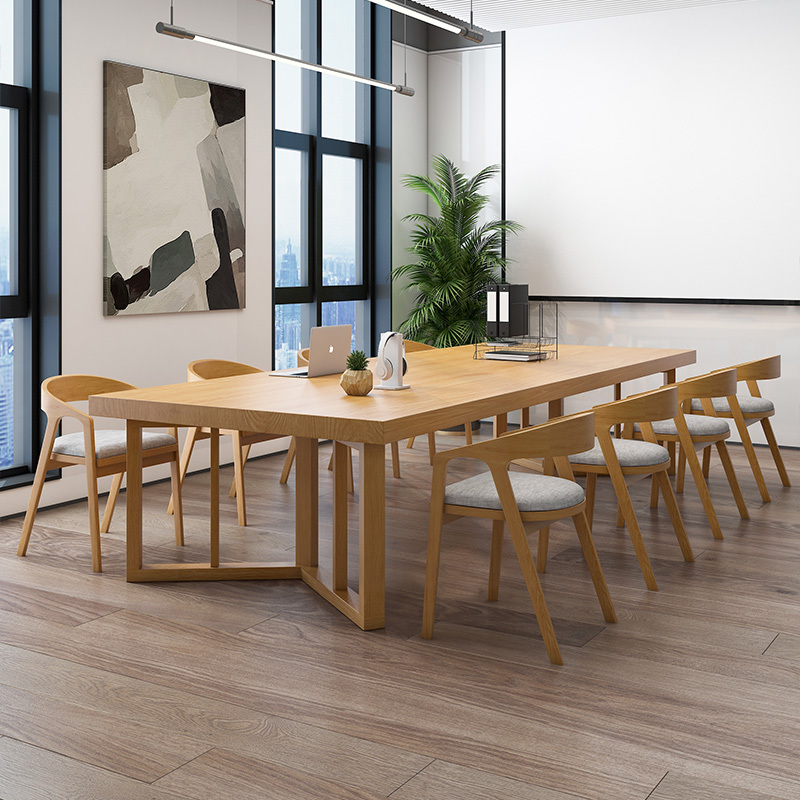 Modern Simple Solid Wood Conference Table and Chair Combination Log Negotiation Table Office Long Table Rectangular Workbench Computer Table Modern Simple Solid Wood Conference Table and Chair Combination Log Negotiation Table Office Long Table Rectangular Workbench Computer Table