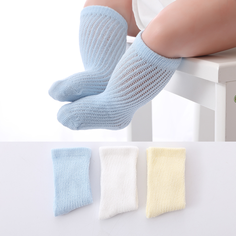 Summer mesh thin section male and female baby long cylinder socks lace midcylinder socks baby over knee mosquito stockings 0-1-3 years old