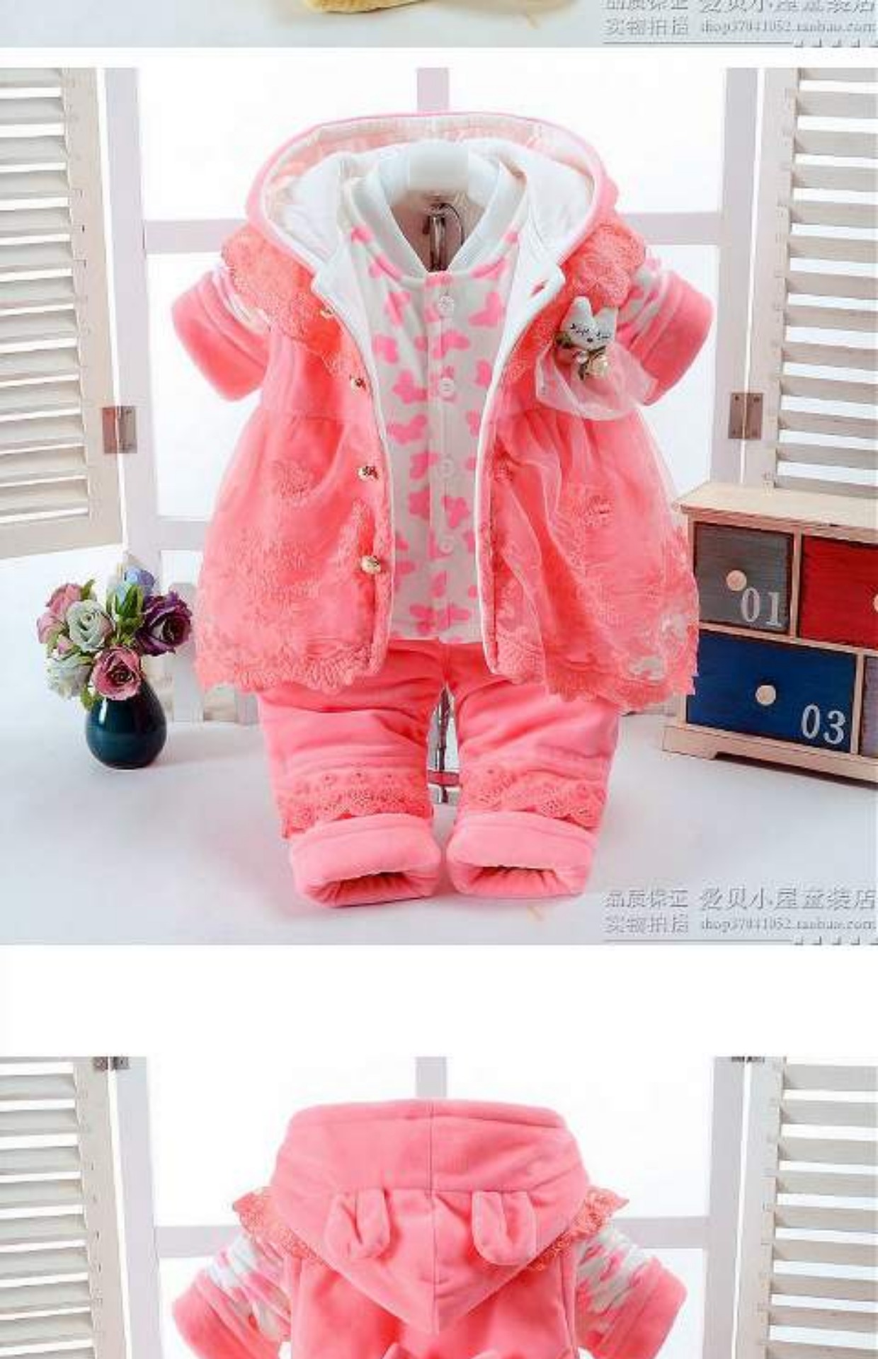 Quần bé gái mùa thu đông 0-1-2 tuổi Bộ đồ ba mảnh cho bé 3-6-9 tháng Quần áo cotton cho bé đồ trẻ em