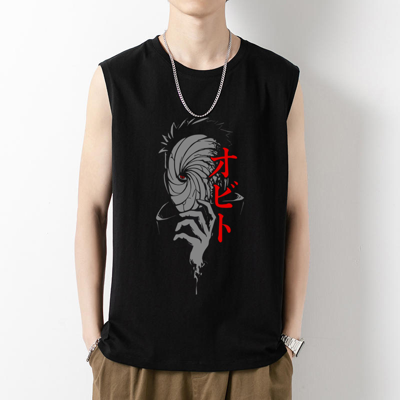 Two-Dimensional Anime Naruto Uchiha Printed Sleeveless T-Shirt for Men and Women, Trendy and Unique Summer Top Two-Dimensional Anime Naruto Uchiha Printed Sleeveless T-Shirt for Men and Women, Trendy and Unique Summer Top
