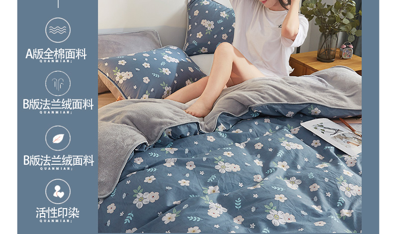 Mùa đông AB san hô chăn đơn mảnh sang trọng flannel quilt cộng nhung dày nhung đôi giường 1,8 m - Quilt Covers 	chăn phao siêu nhẹ everon	
