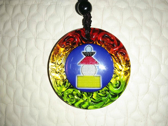 Tie-edge glazed precious basket Indo Roni pendant pendant necklace brown rope diameter 3 5 cm