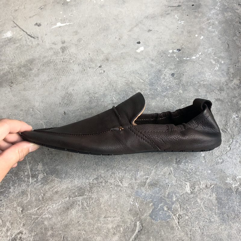 Vintage Loafers Men's Autumn Flat Tide Shoes Driving Casual Shoes Leather Breathable Men's Bean Shoes England Leather Shoes