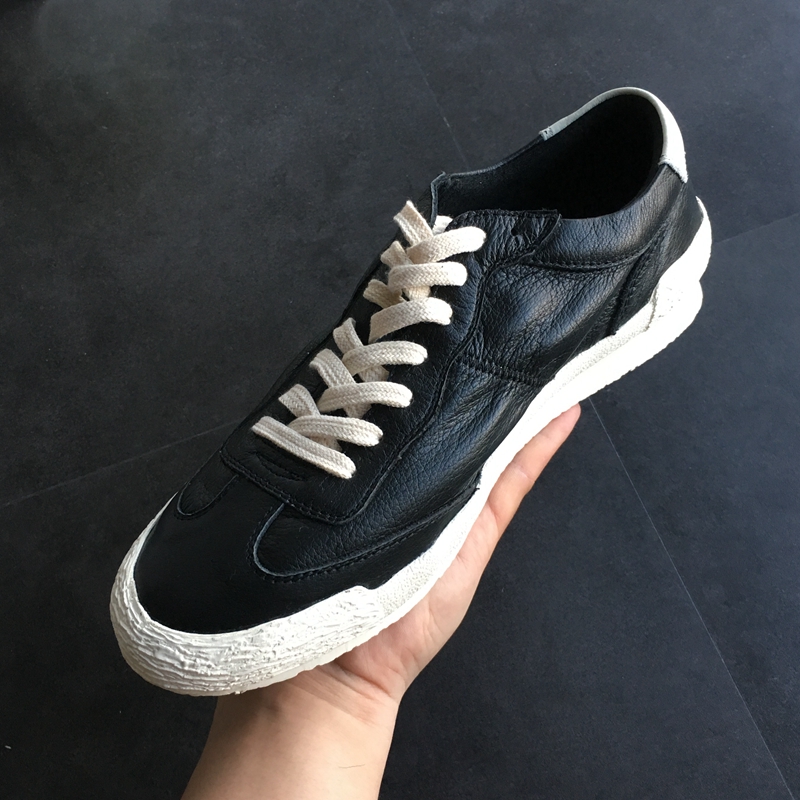 Spring Small White Shoes Black Tide Shoes Men Genuine Leather Breathable Sliding Board Shoes Soft Bottom Men's Shoes Korean Version 100 Hitch Sports Casual Shoes