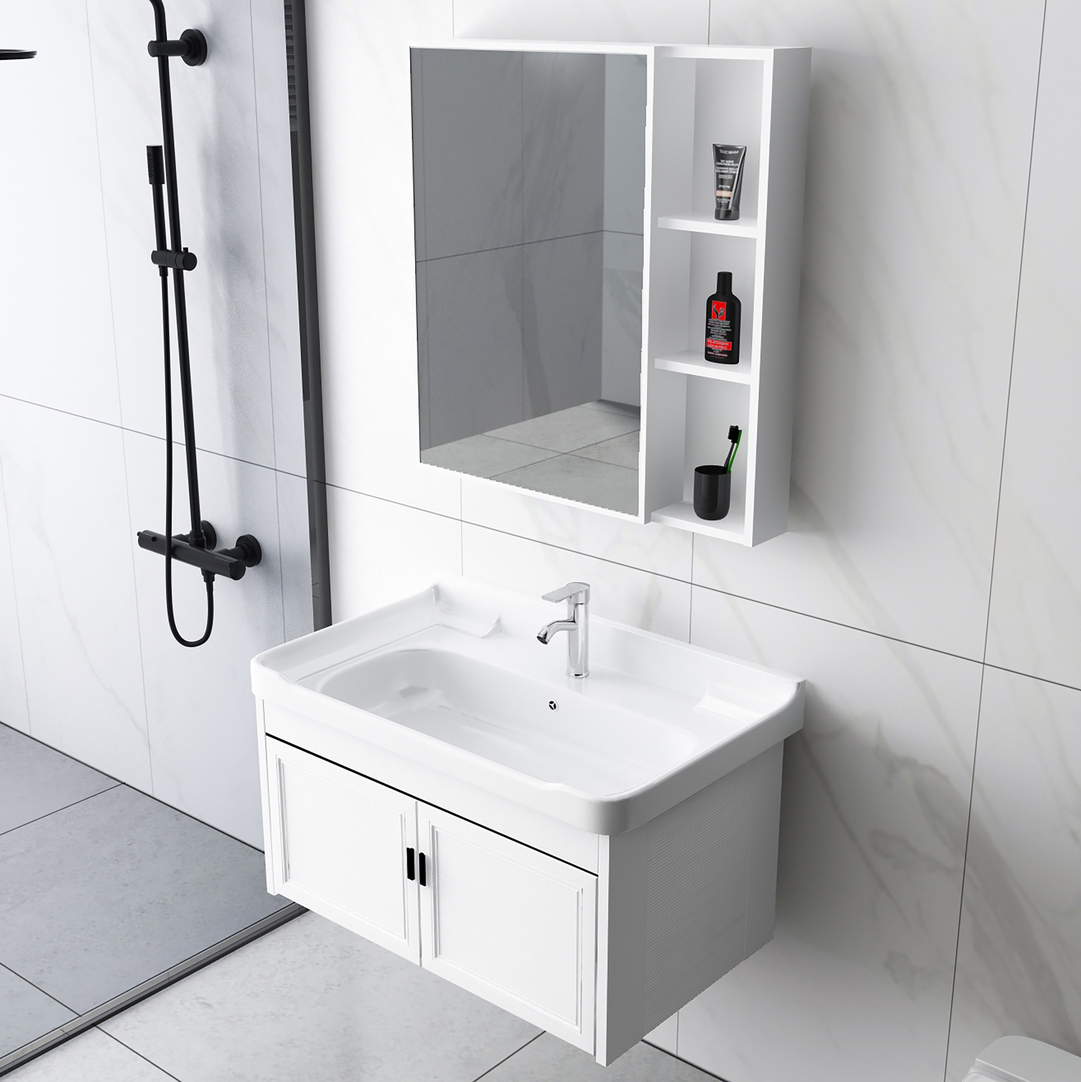 Bathroom set Bathroom cabinet combination space aluminum washbasin washbasin Bathroom washbasin pool small apartment one