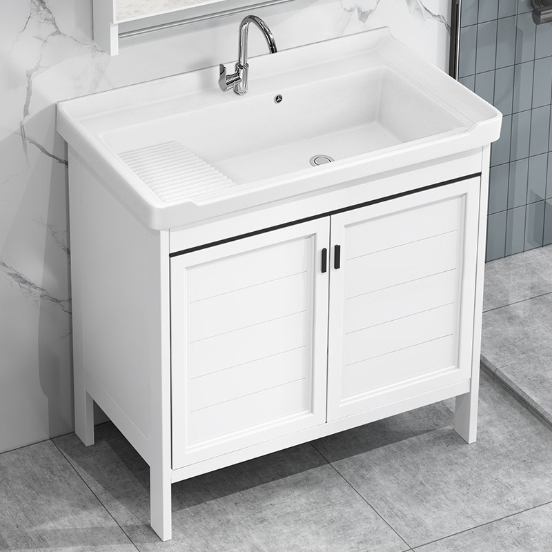 Floor-standing laundry pool space aluminum bathroom cabinet combination with washboard balcony washbasin laundry tank ceramic laundry table