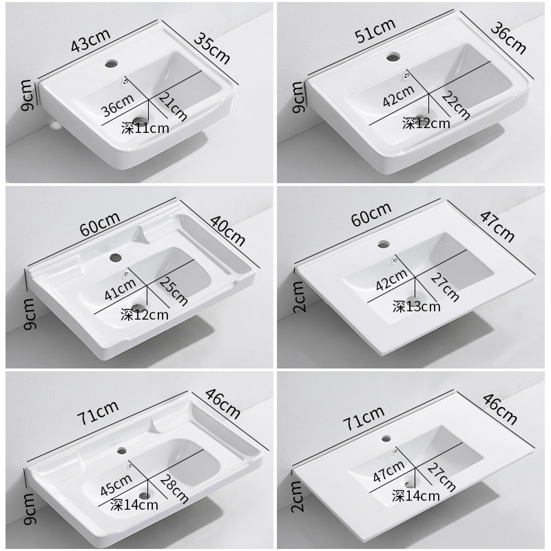 Toilet wash basin integrated ceramic basin wash basin household pelvis semi-embedded wash pool table Single basin