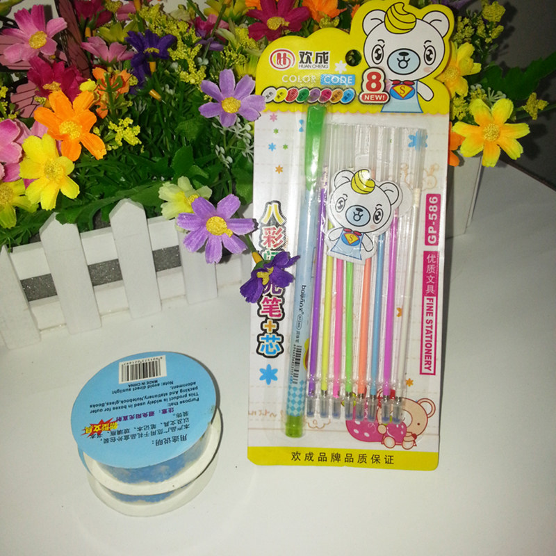 8 color flash pen water chalk handmade diy8 color flash pen water chalk 8 color pen 1 pen shell 8 color refills