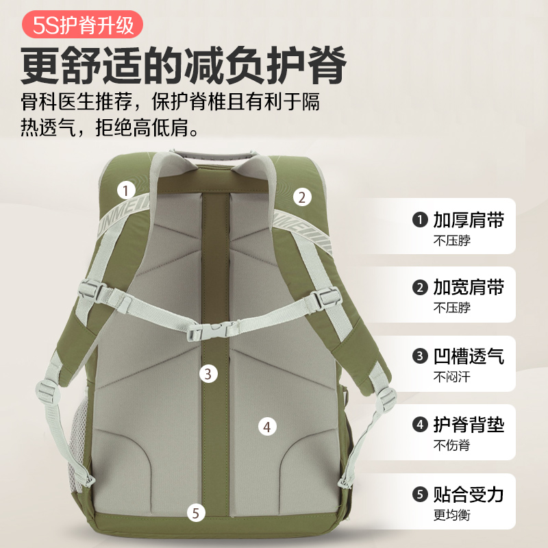 Unme Official Flagship Store Junior High School Schoolbag Primary School Students Third to Sixth Grades Female Burden Reduction Spine Protection Middle School Students Boys