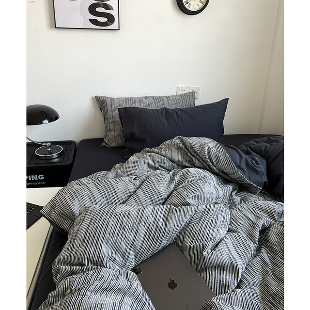 Maxim/industrial style American industrial style color spun cotton four-piece set wash cotton bed sheet