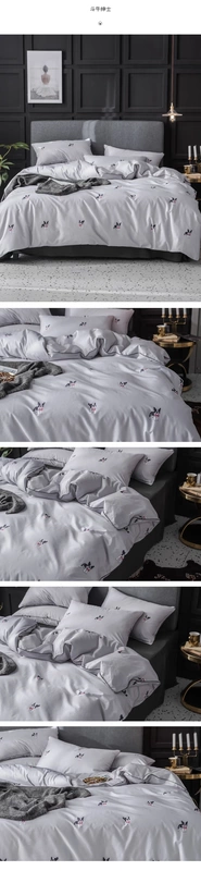 Ánh sáng Bắc Âu nhỏ gọn bông sang trọng 1,5 / 1,8 m gia đình bốn bông trải giường chăn Mikasa ròng đỏ sản phẩm tăng gấp đôi - Bộ đồ giường bốn mảnh