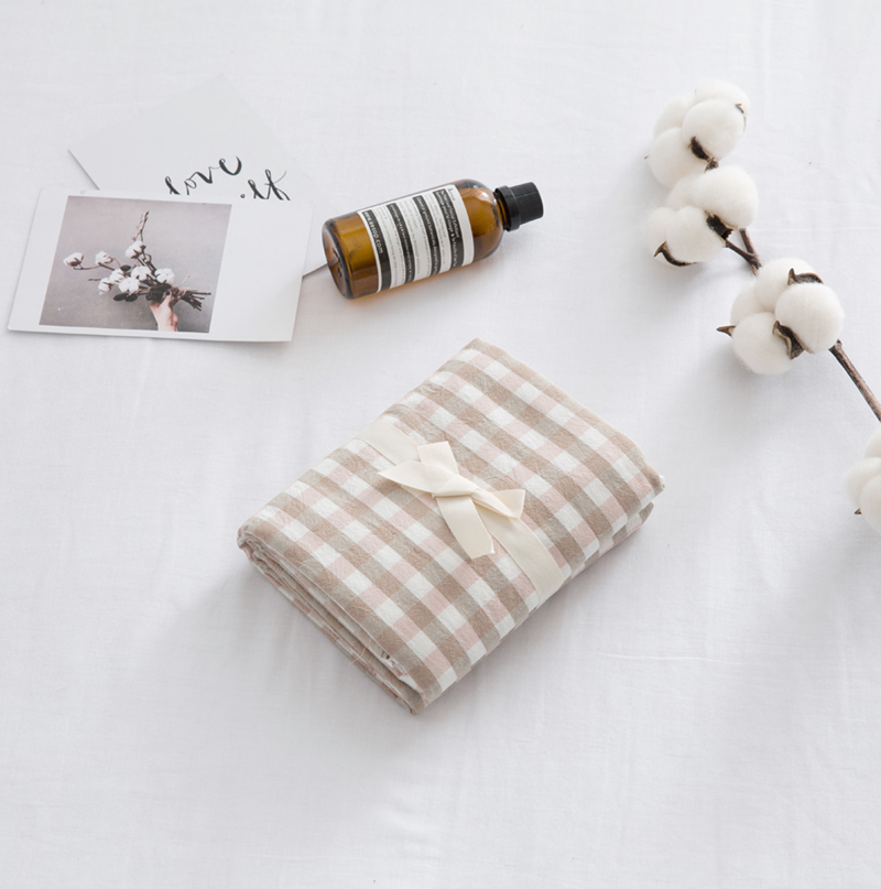 Vỏ gối cotton phong cách Nhật Bản giặt tốt 48 * 74 cotton lưới màu đơn gối cao su non kymdan