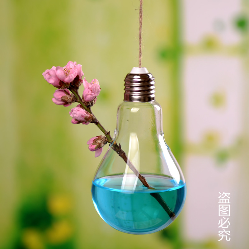 Creative bulb-like hanging vase European-style hydroponic glass vase fashion home Ornament Swing